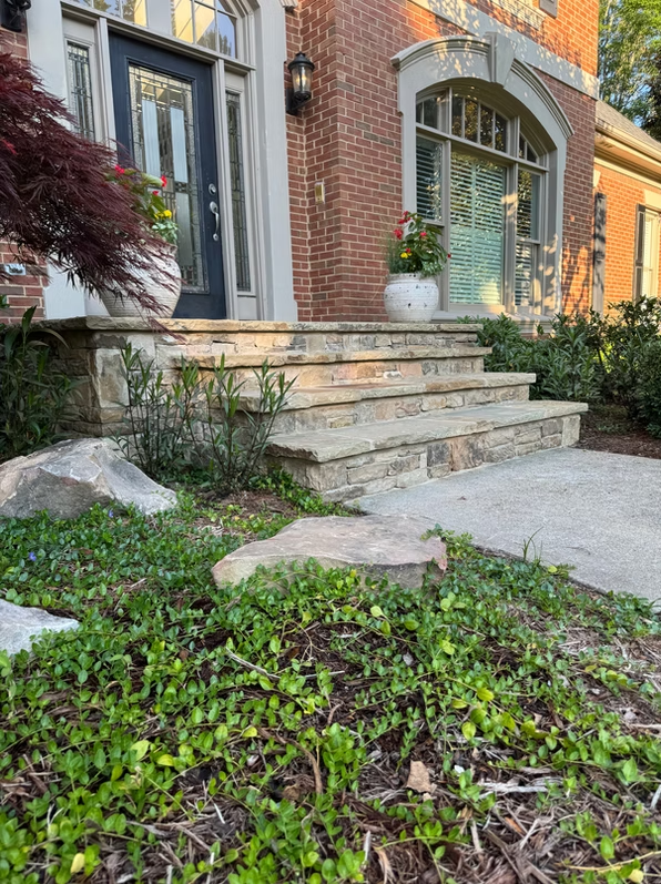 Stone front entry steps